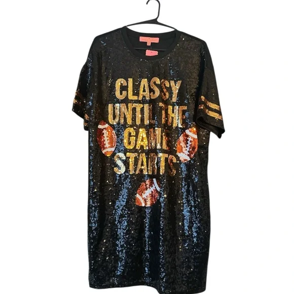 Sequin Classy Until The Game Star Football Dress  -  S/M - Picture 2 of 6